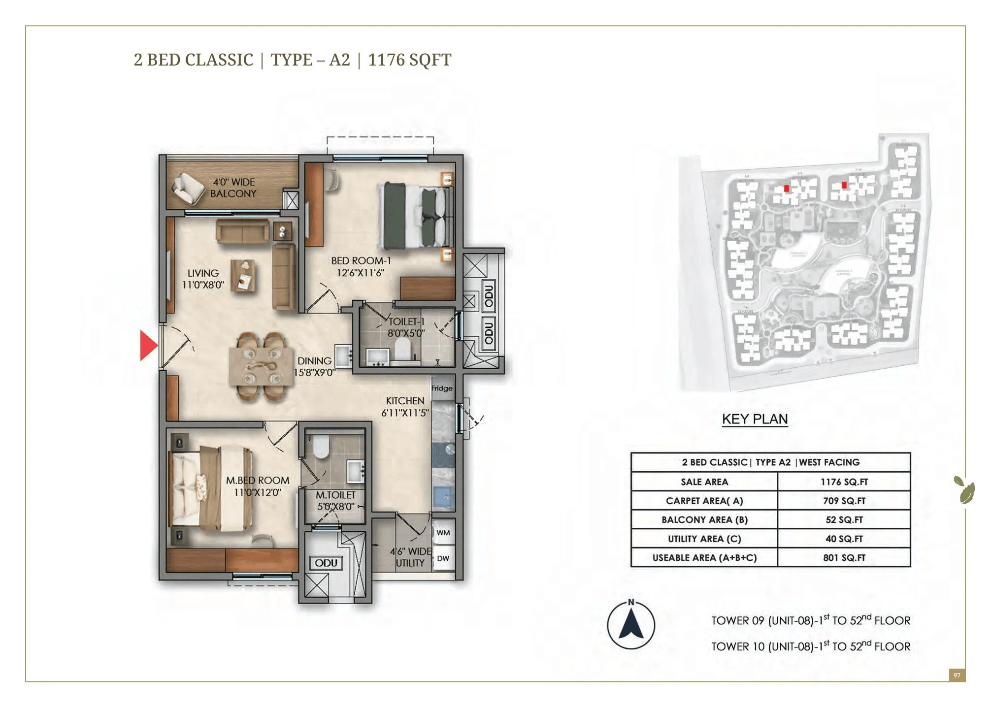 Prestige Golden Grove Unit plan - 709 sq.ft.