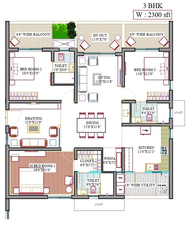 Neo by Yula Globus Unit plan - 1610 sq.ft.