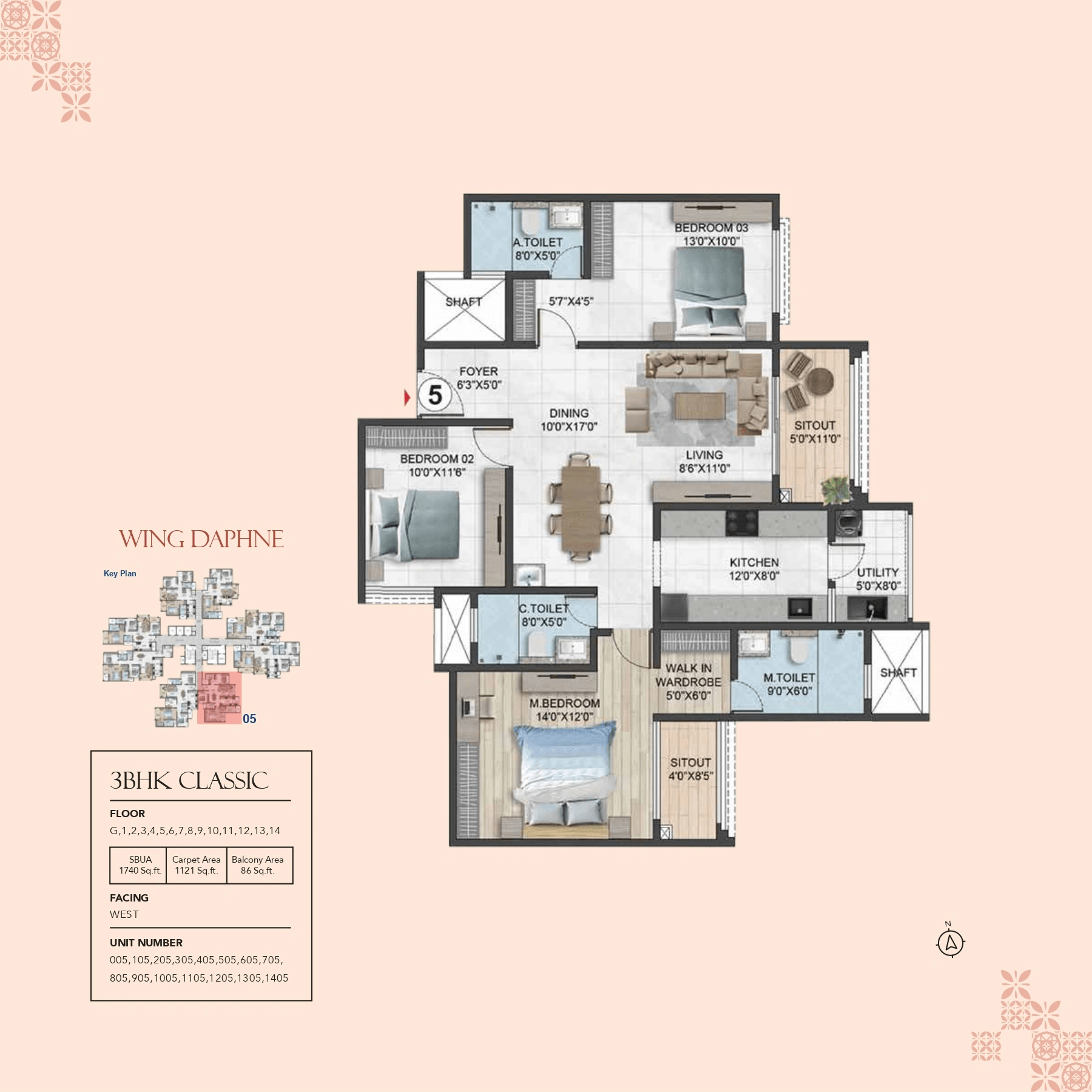 Sumadhura Solea Unit plan - 1218 sq.ft.