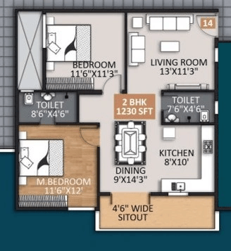 Unit plan - 861 sq.ft.