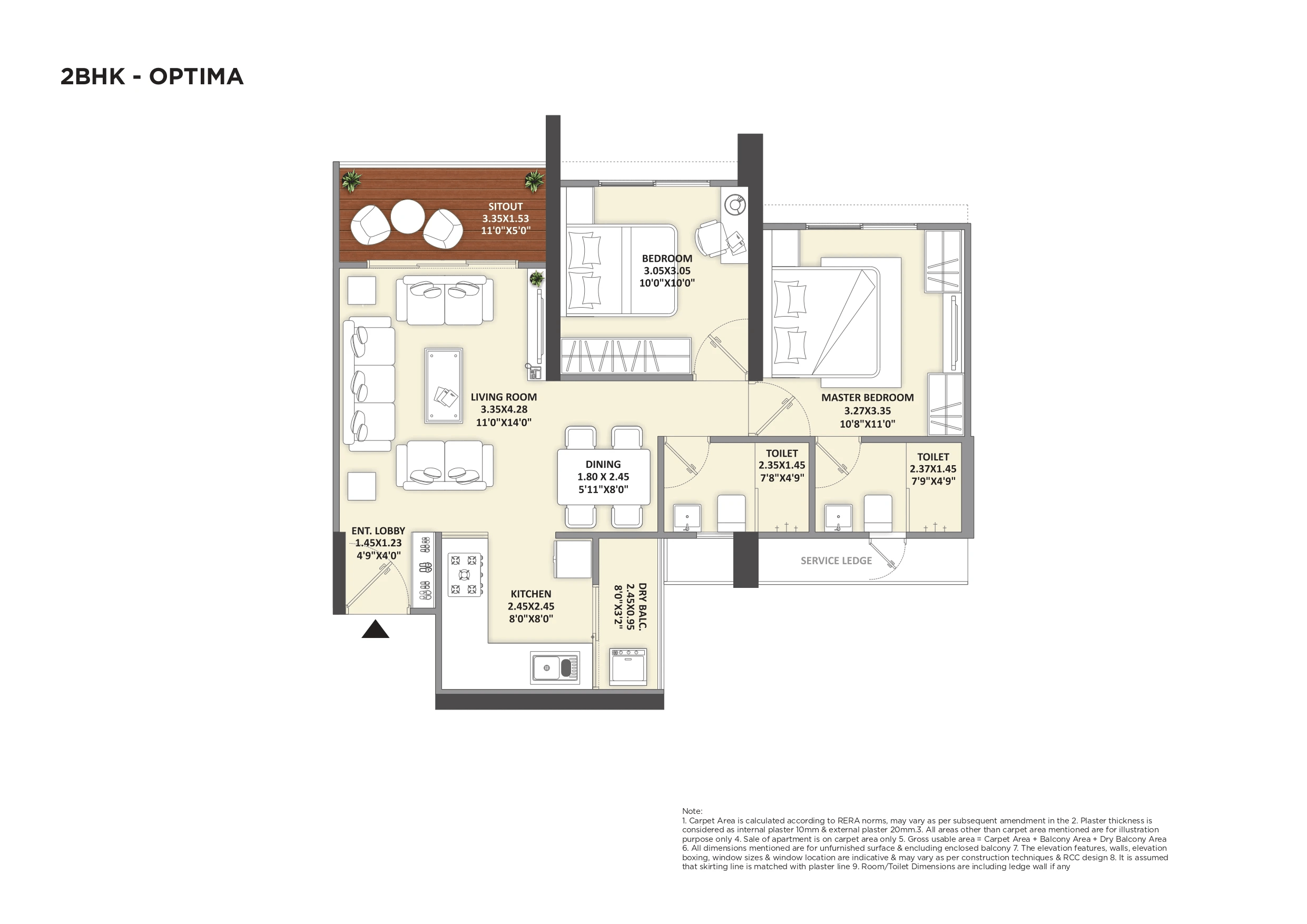 Mantra Paradise Unit plan - 710 sq.ft.