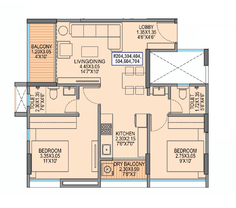 Unit plan - 639 sq.ft.
