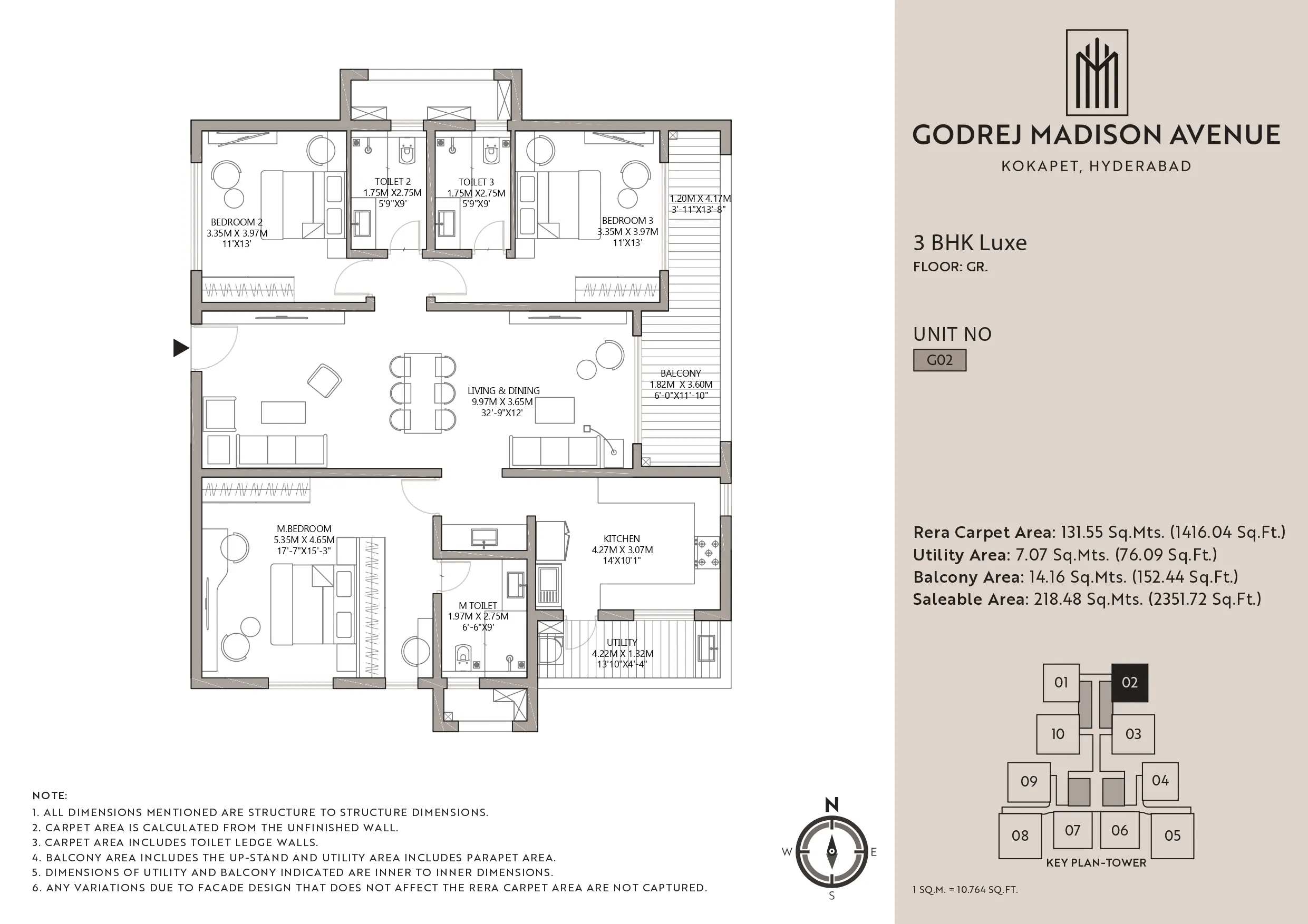 Godrej Madison Avenue Unit plan - 1416 sq.ft.