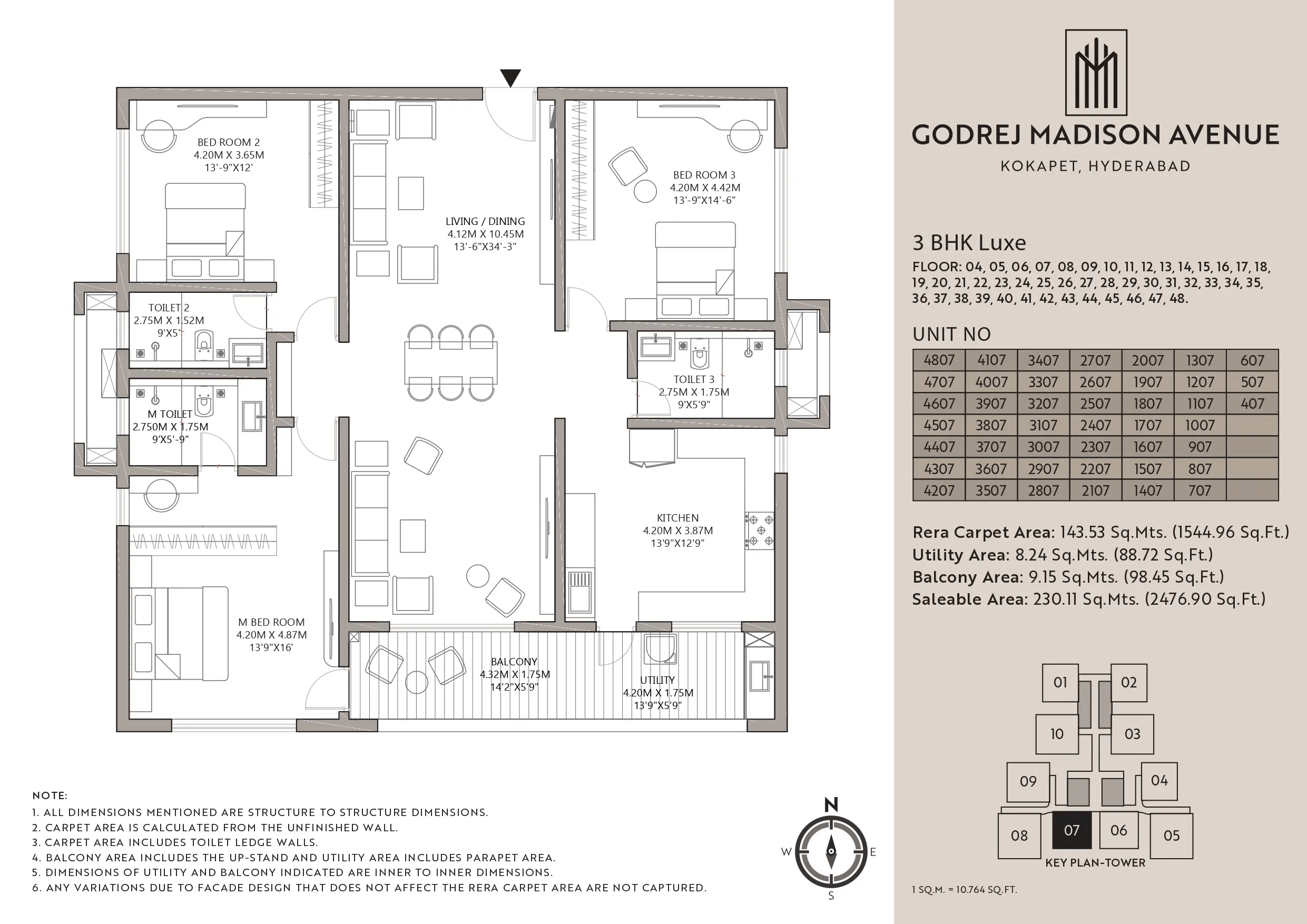 Godrej Madison Avenue Unit plan - 1544 sq.ft.