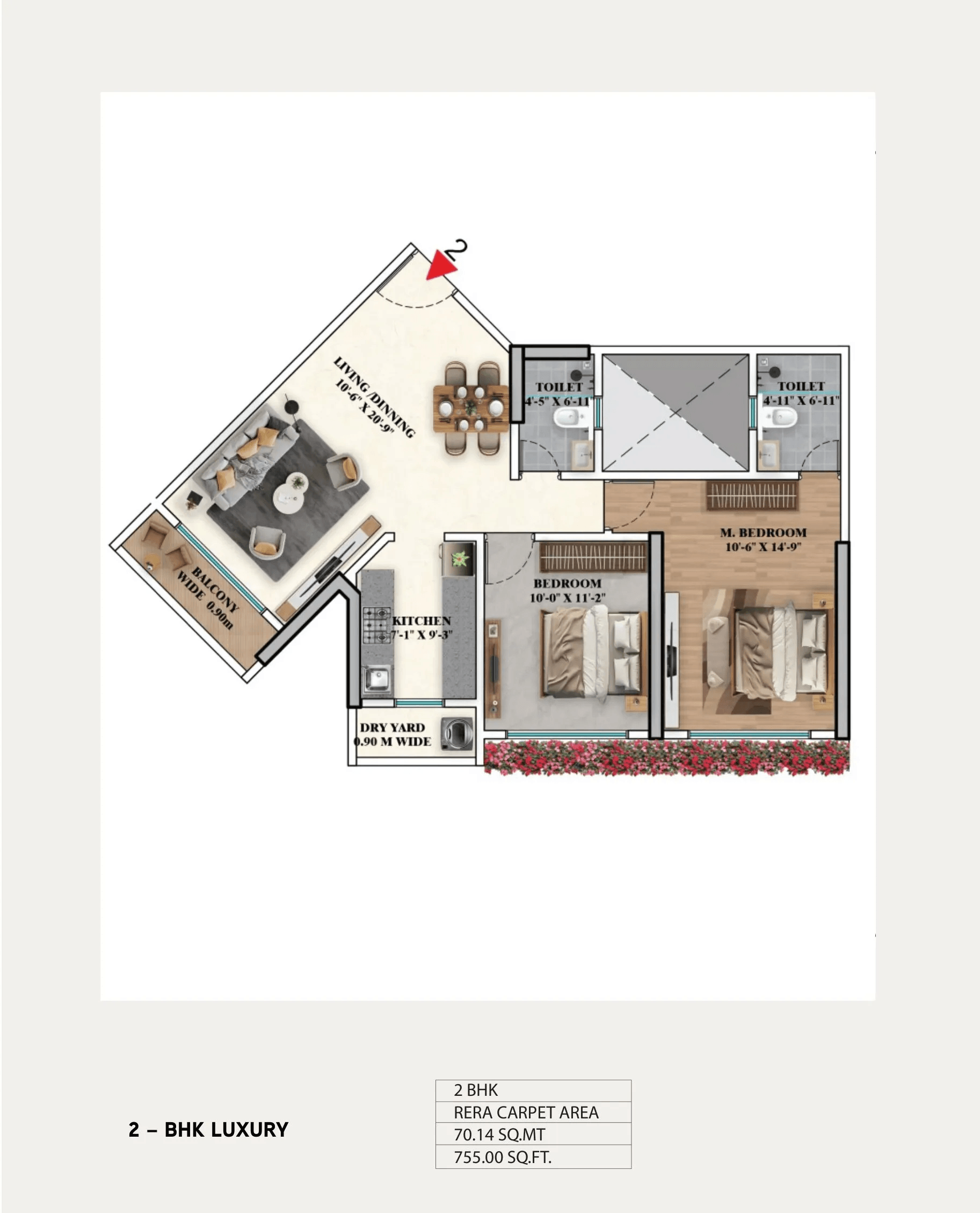 Unit plan - 755 sq.ft.