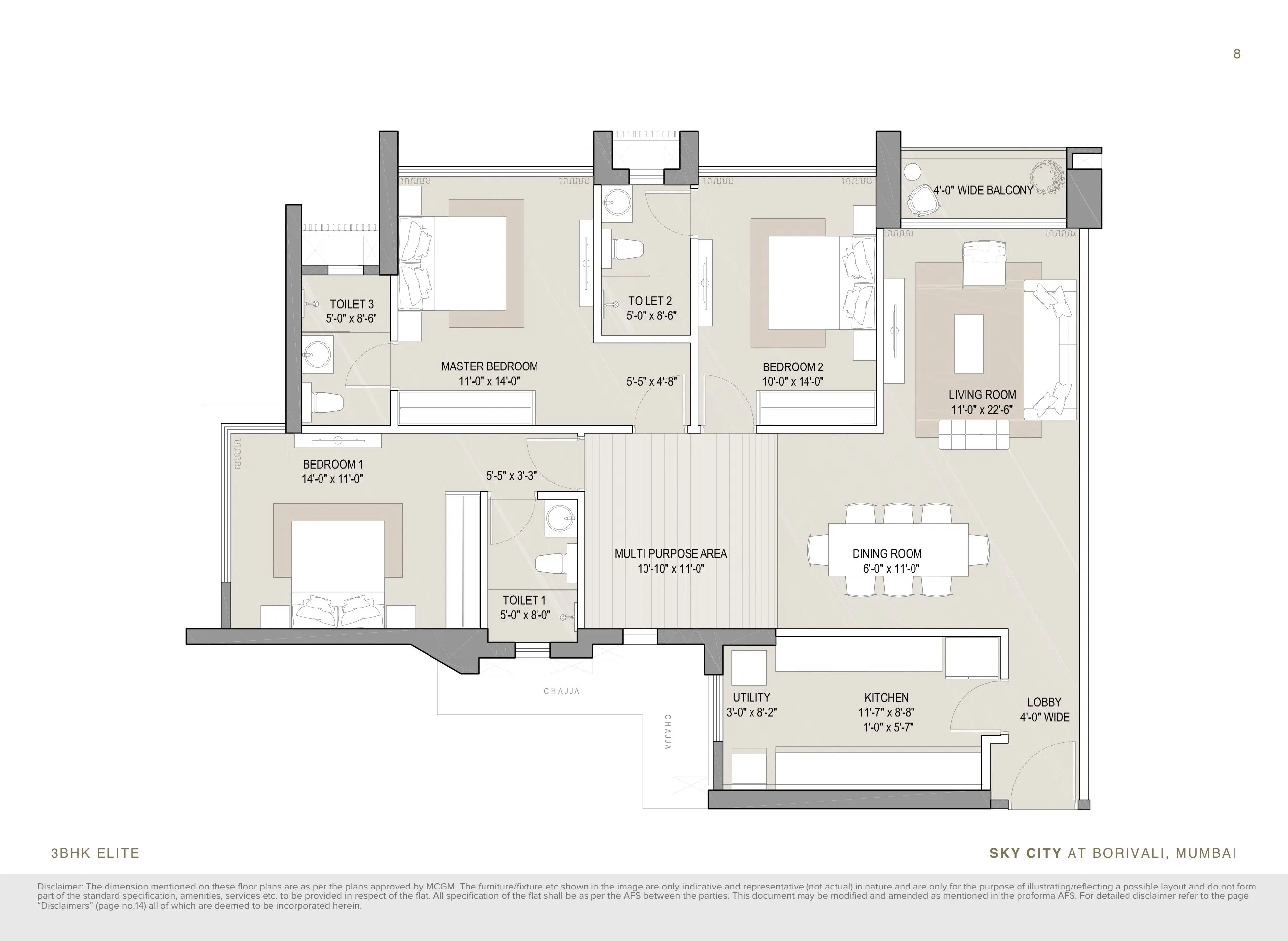 Oberoi Sky City Unit plan - 1325 sq.ft.