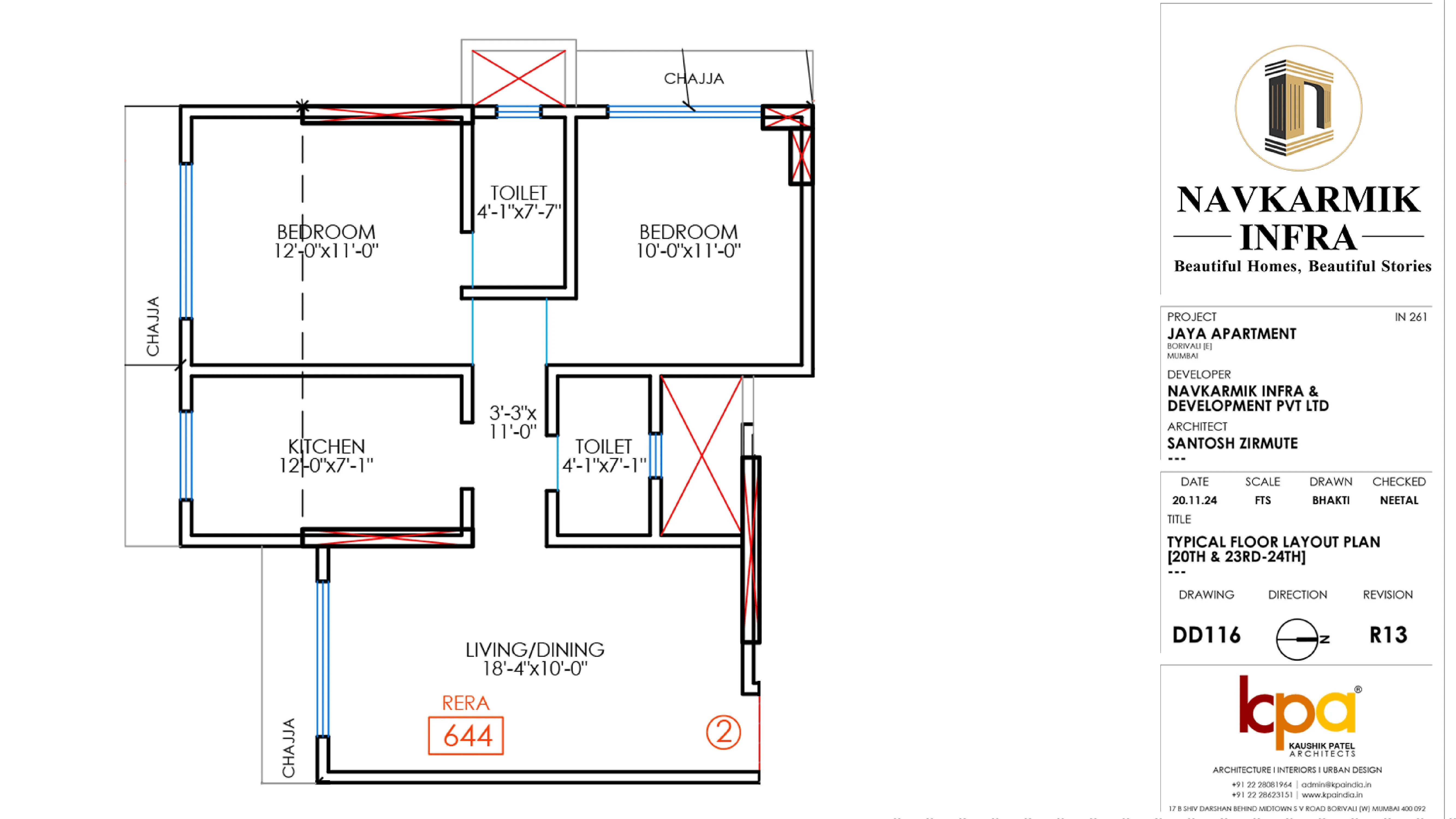 Navkarmik Shiv Jaya Unit plan - 644 sq.ft.