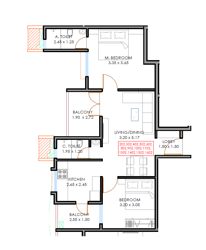 BG Aspiro Unit plan - 705 sq.ft.