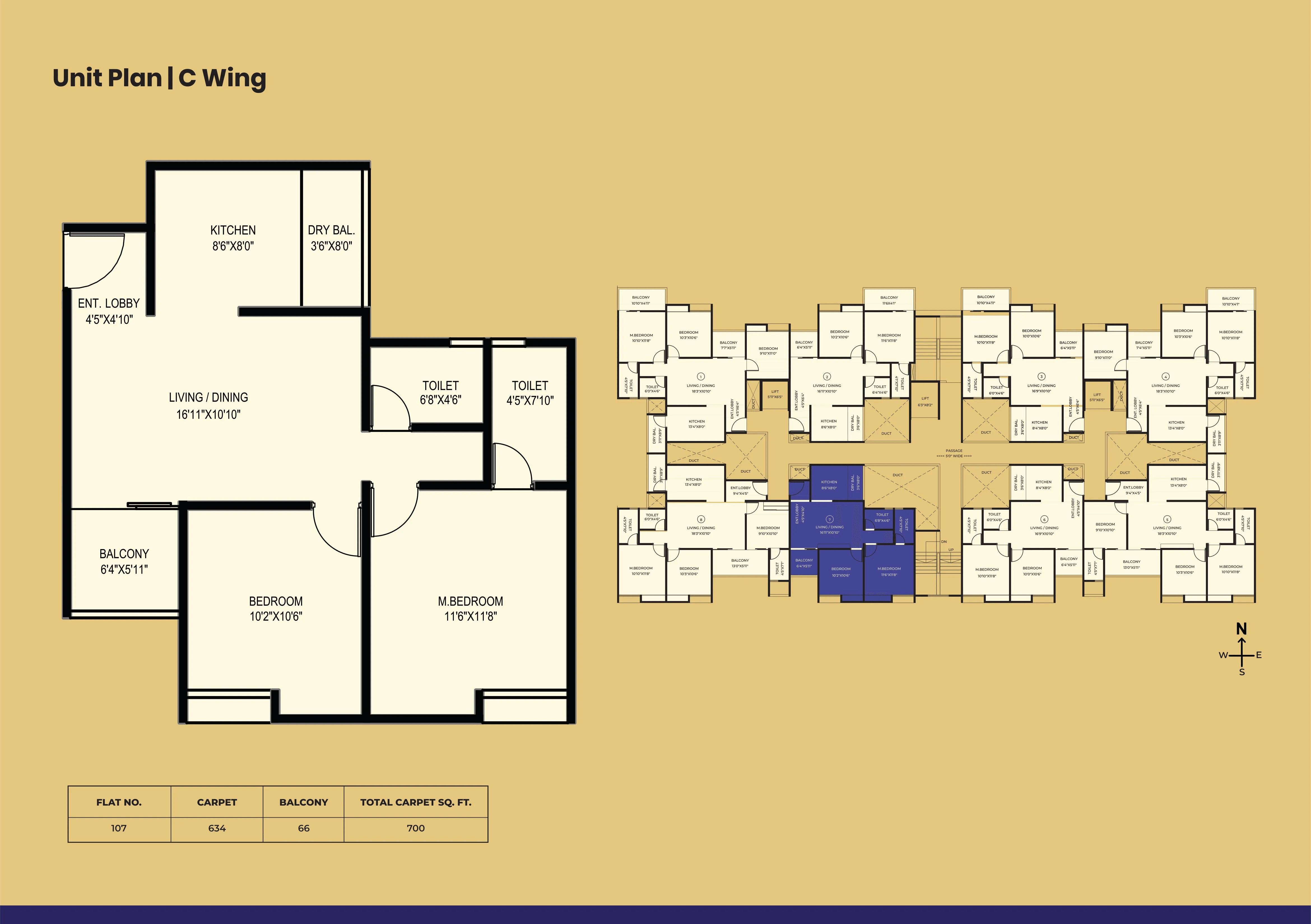 Porwal Parklane Urbanjoy Unit plan - 700 sq.ft.