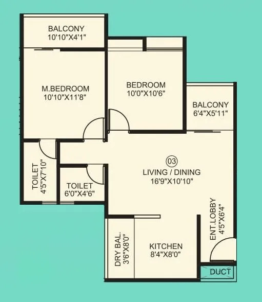 Porwal Parklane Urbanjoy Unit plan - 740 sq.ft.