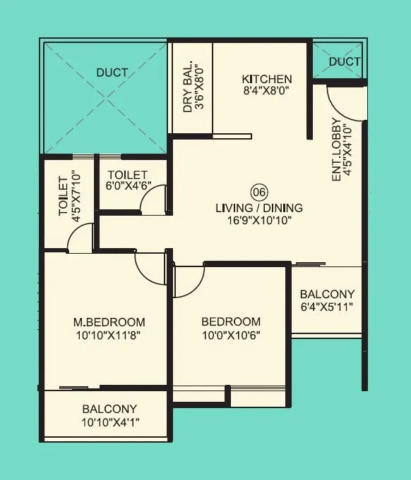Porwal Parklane Urbanjoy Unit plan - 731 sq.ft.