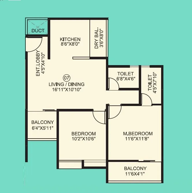 Porwal Parklane Urbanjoy Unit plan - 752 sq.ft.