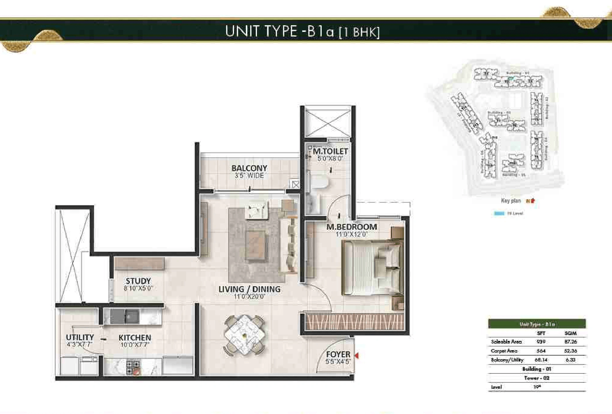 Prestige Evergreen Park Unit plan - 564 sq.ft.