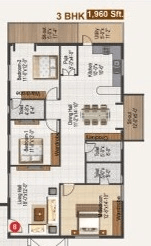 Atulyam Trident Unit plan - 1267 sq.ft.