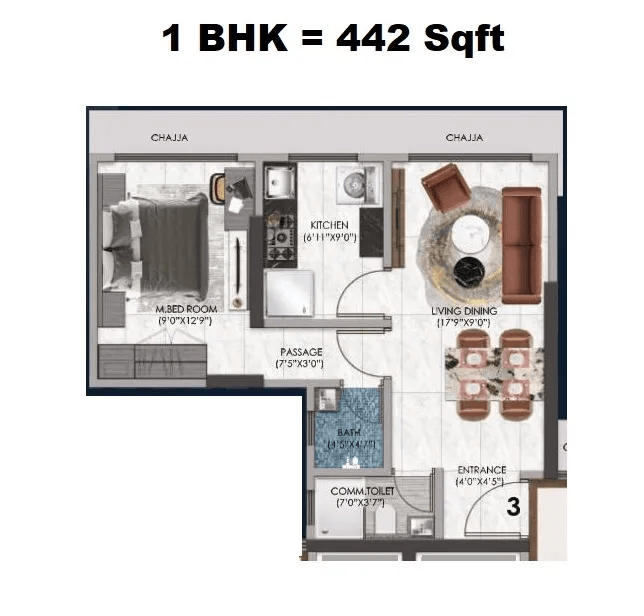 Sanghvi Horizon Unit plan - 442 sq.ft.