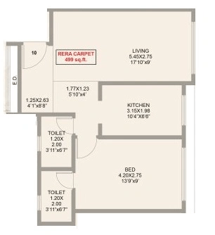 Varad Yog Unit plan - 499 sq.ft.