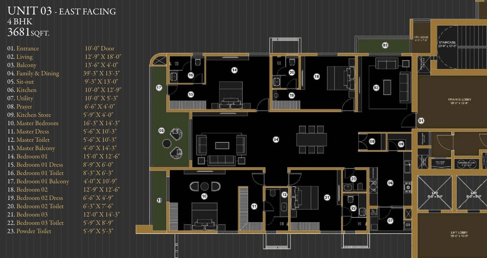 Aurum by Sree Varaaha Unit plan - 2650 sq.ft.