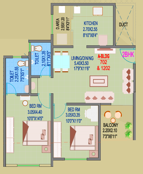 Goodwills Palaash Riveria Unit plan - 742 sq.ft.