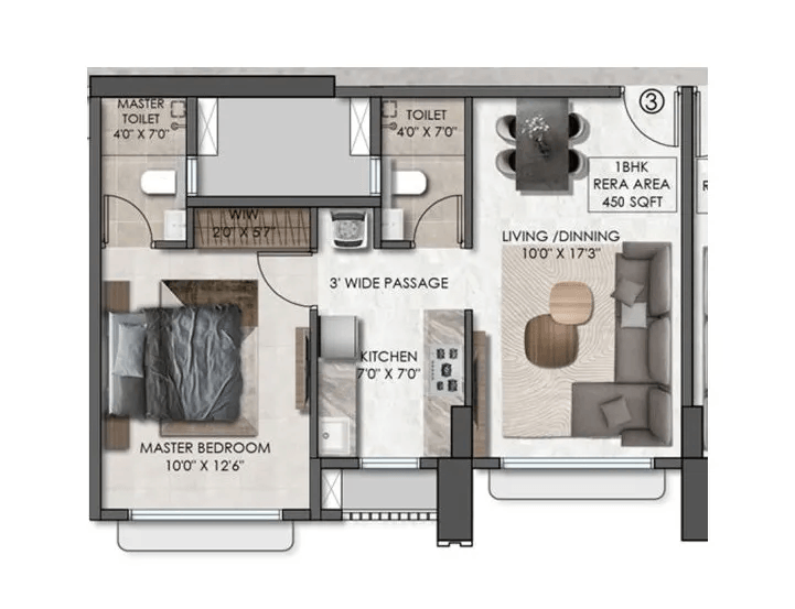 Dream Signature Unit plan - 450 sq.ft.