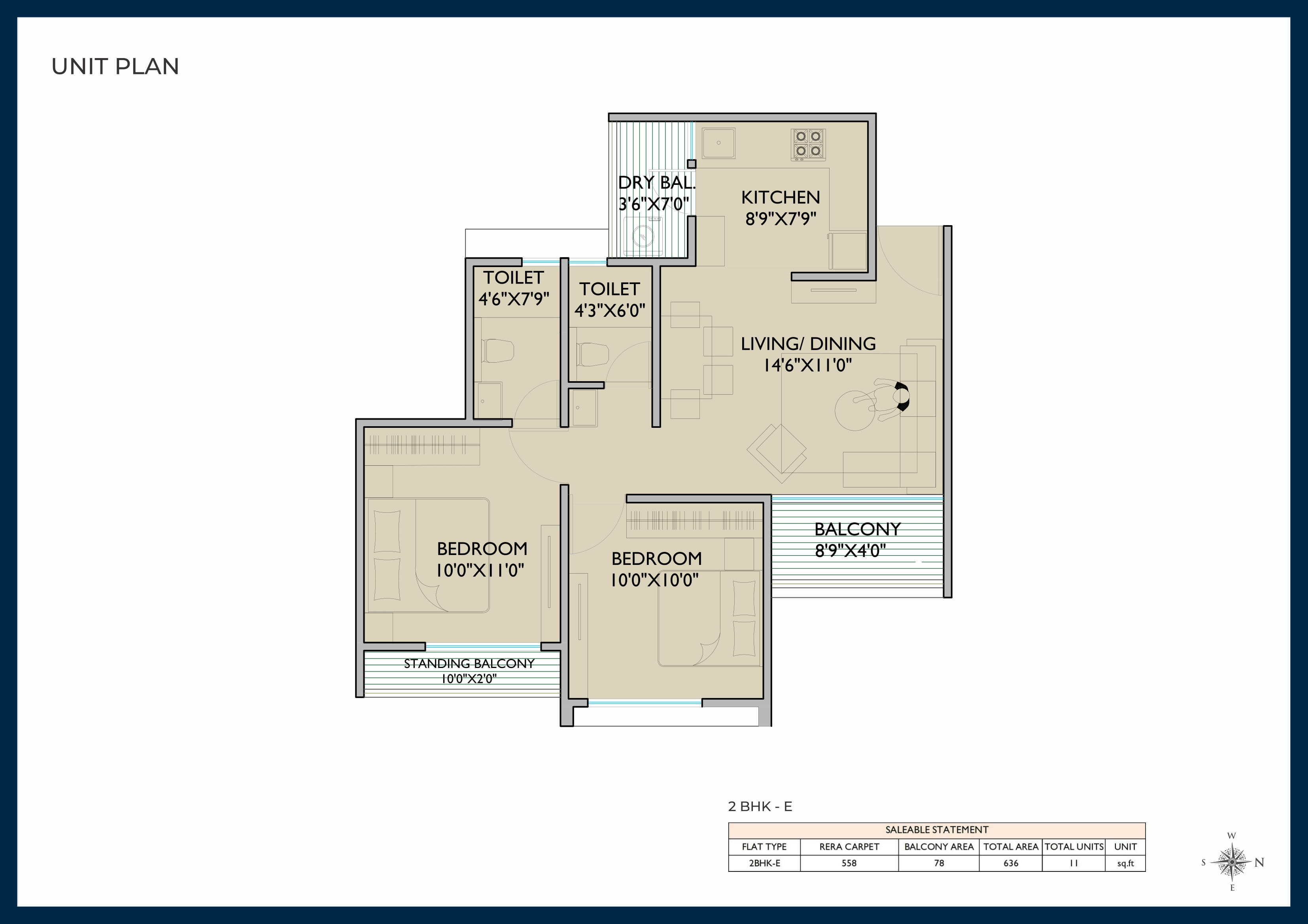 Shankeshwar Citadel Unit plan - 636 sq.ft.