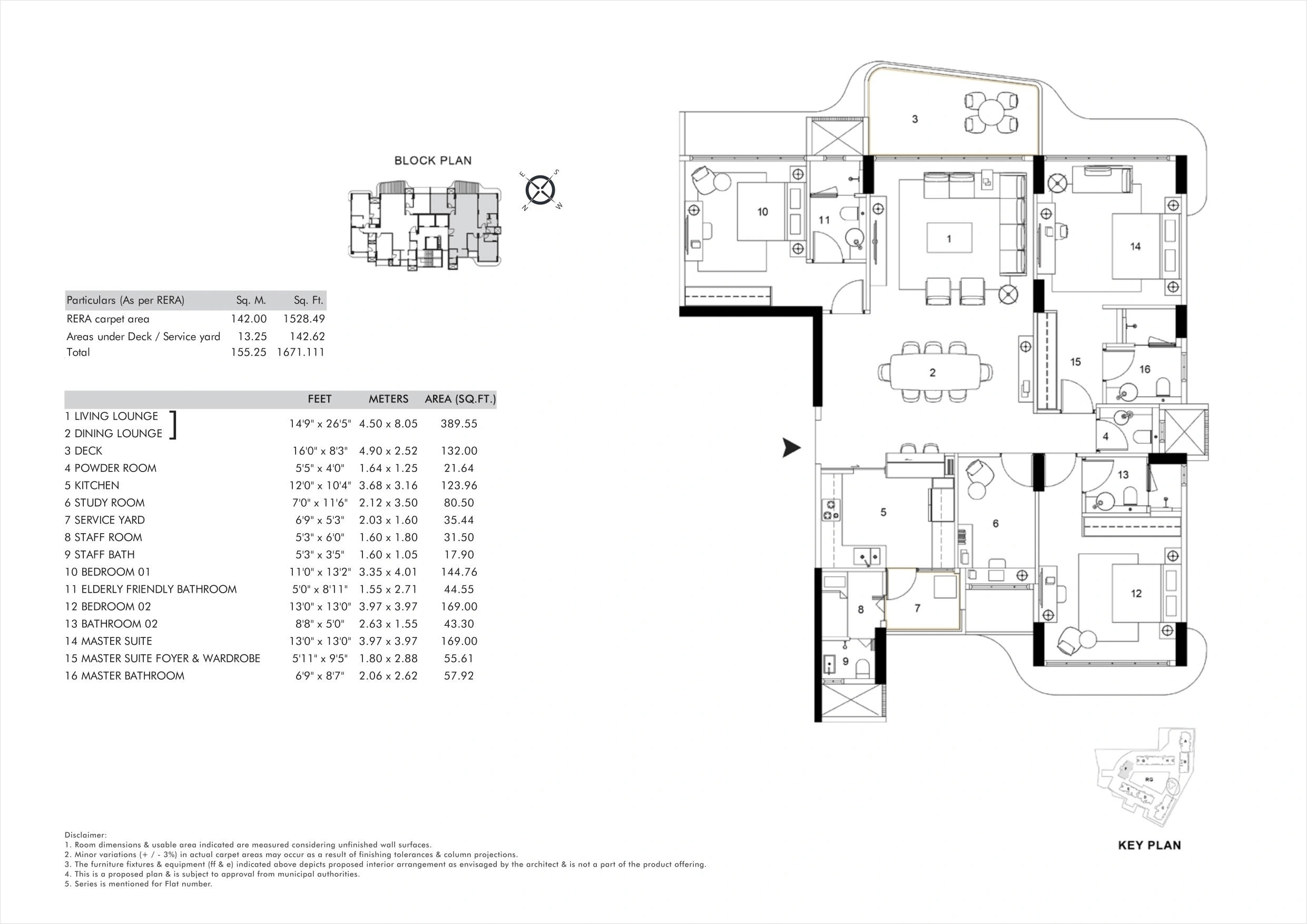 Rustomjee Balmoral Golflinks Unit plan - 1671 sq.ft.