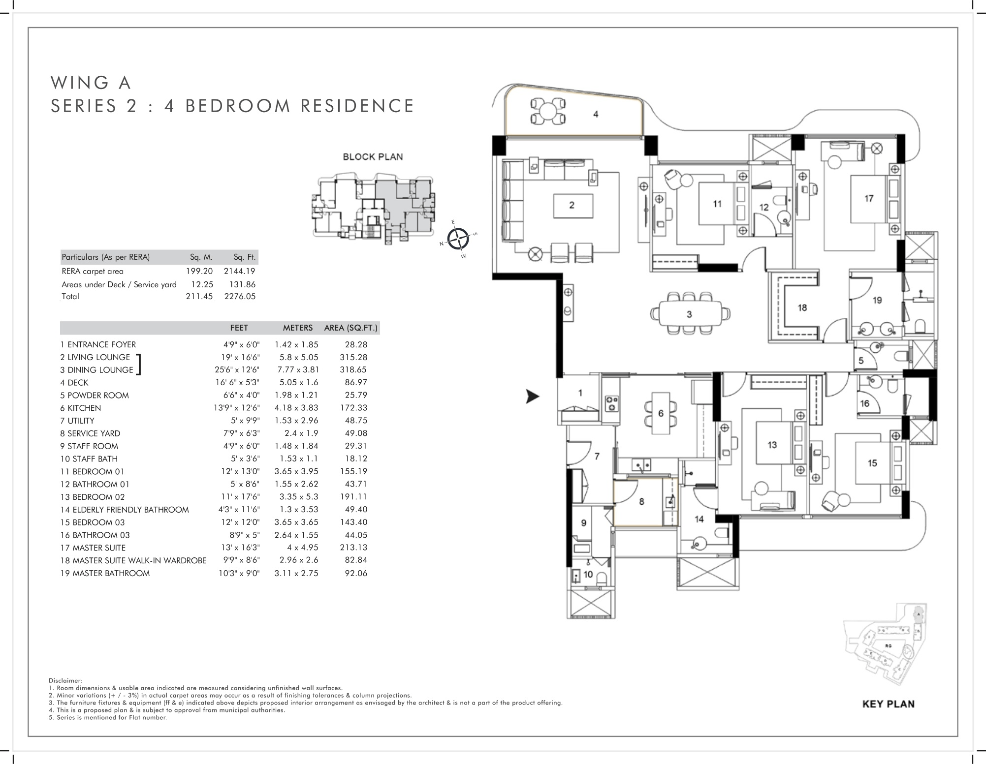 Rustomjee Balmoral Golflinks Unit plan - 2271 sq.ft.