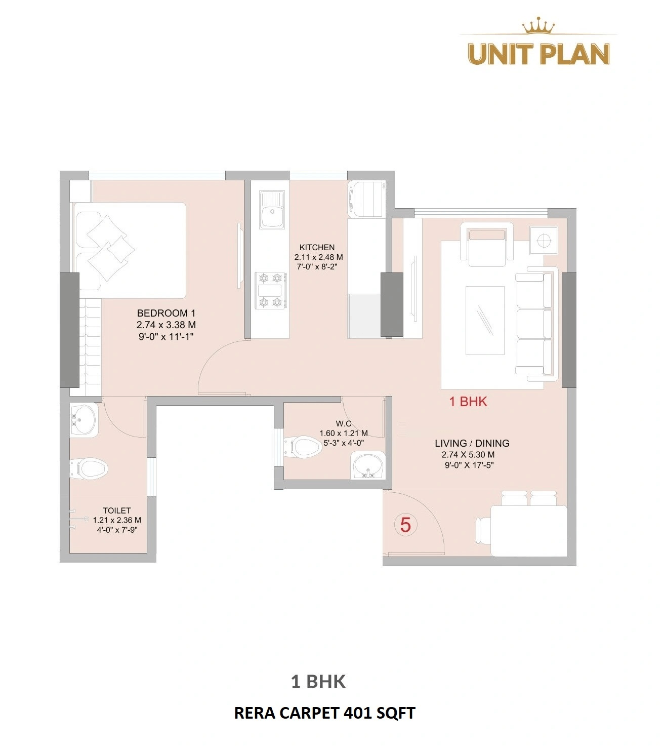 Unit plan - 401 sq.ft.