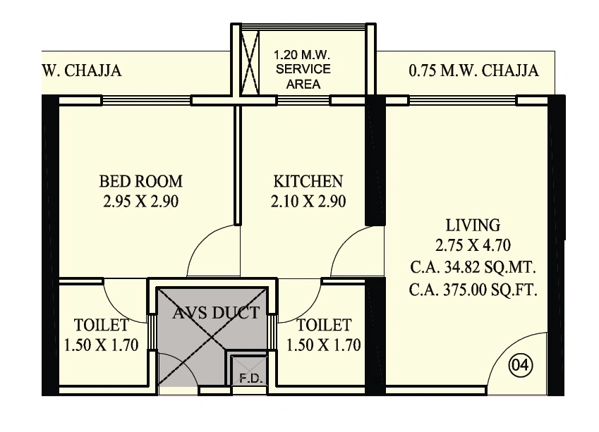 Shraddha Vardaan Unit plan - 375 sq.ft.
