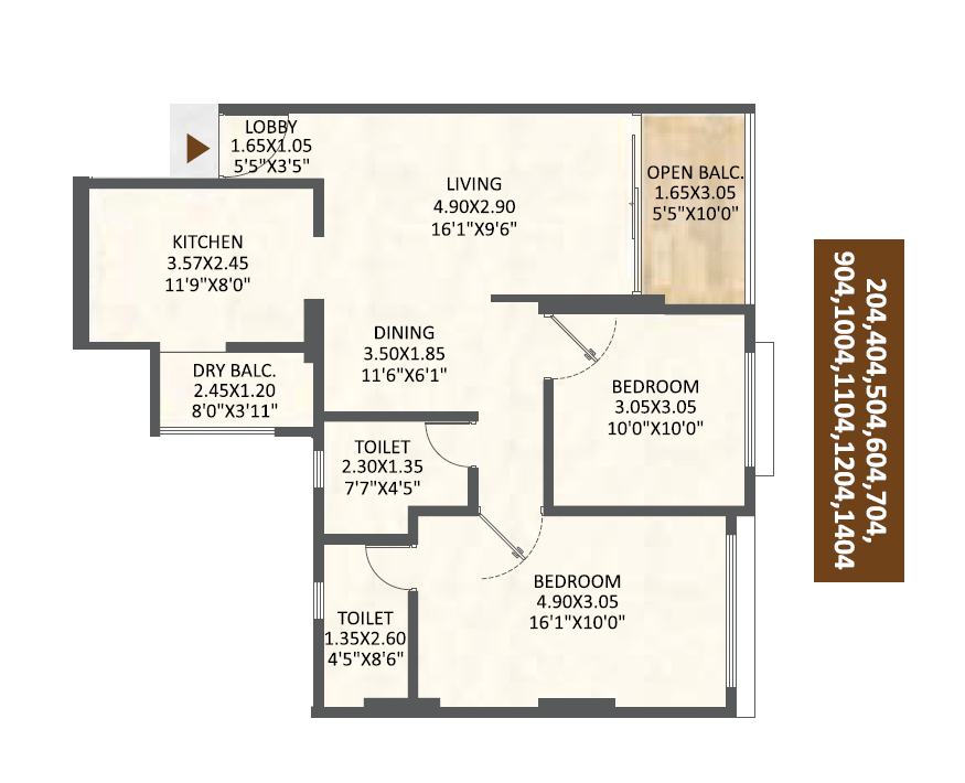 Sanjay Kakade Le Skylark Unit plan - 829 sq.ft.