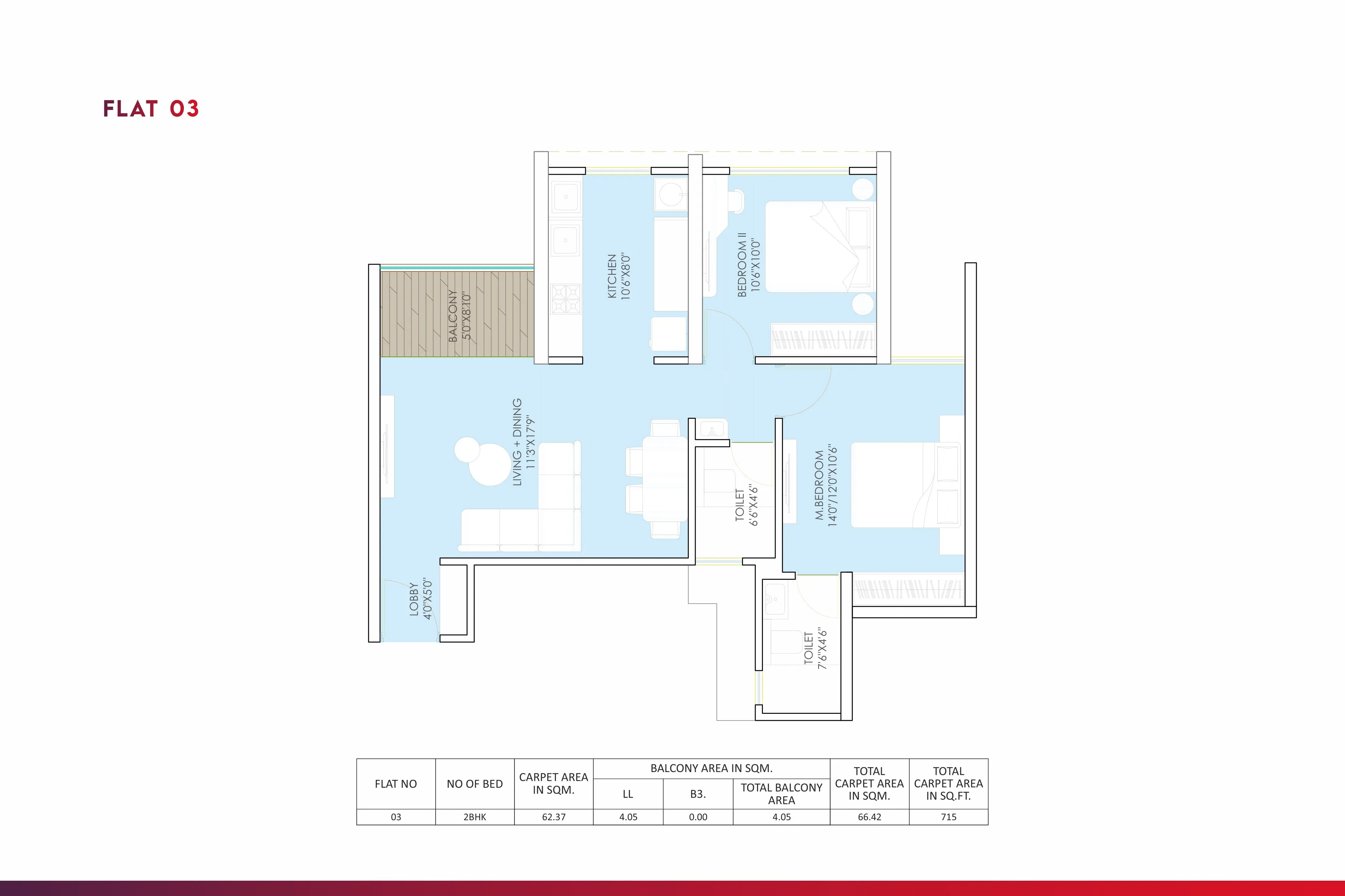 Urway Aikyam Unit plan - 715 sq.ft.