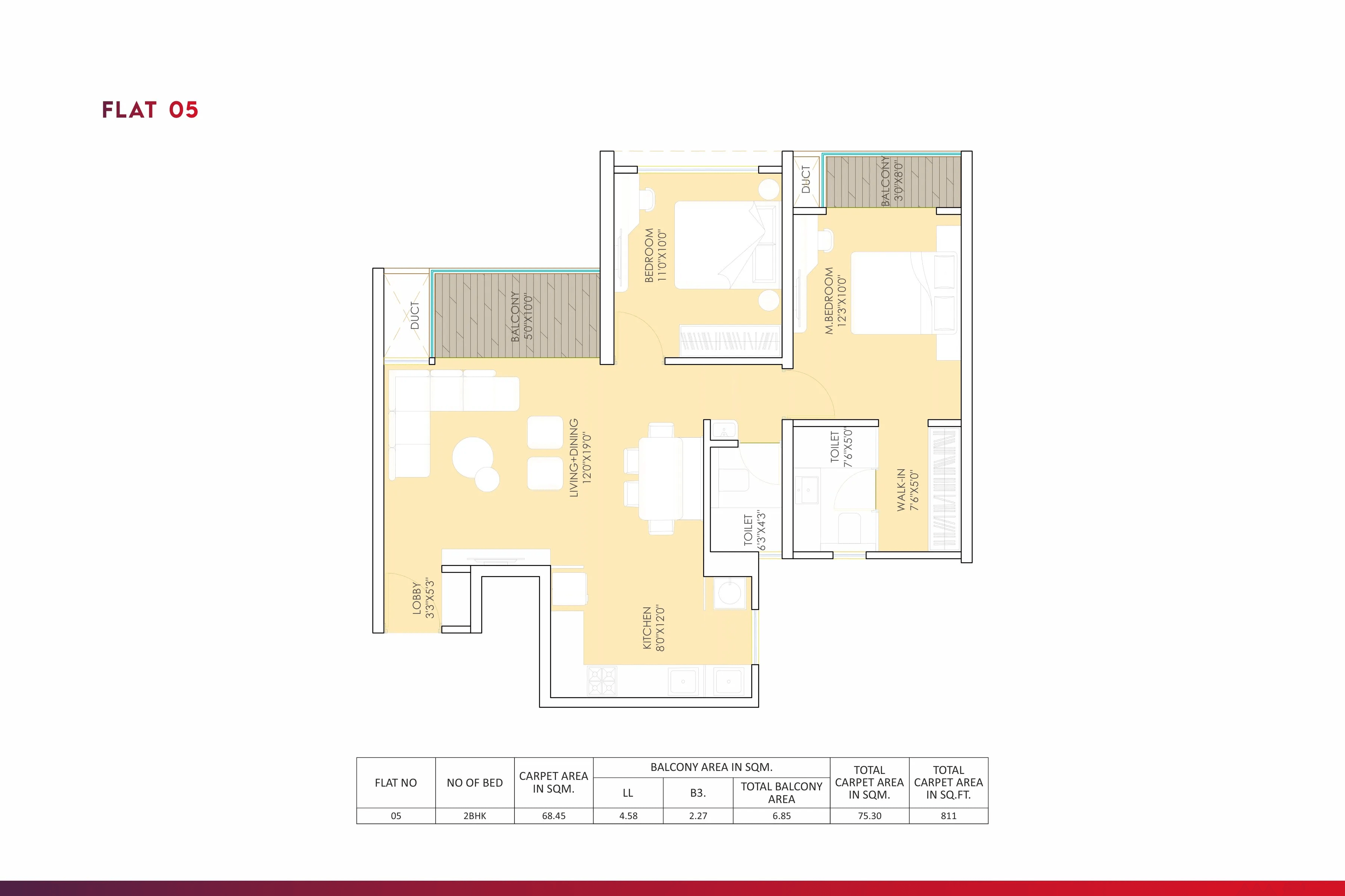 Urway Aikyam Unit plan - 811 sq.ft.