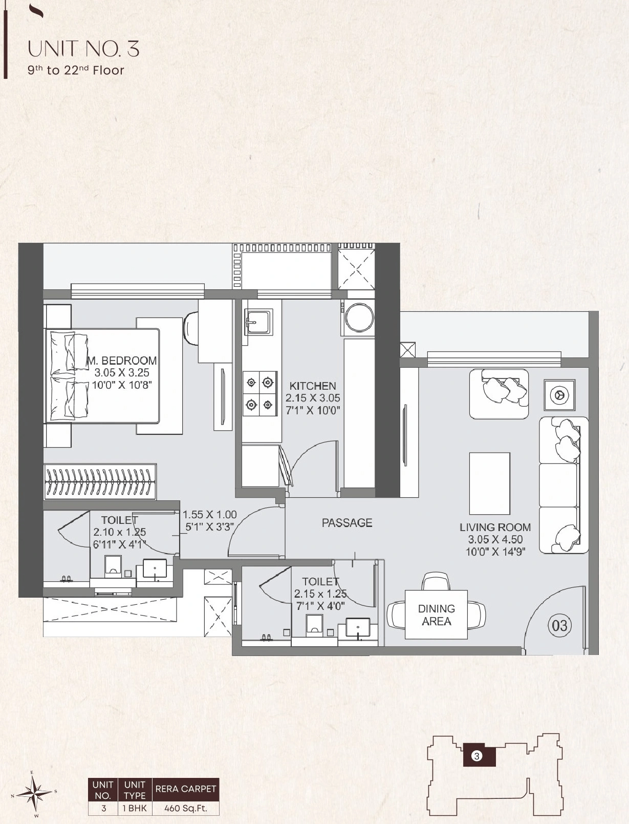 Unit plan - 460 sq.ft.