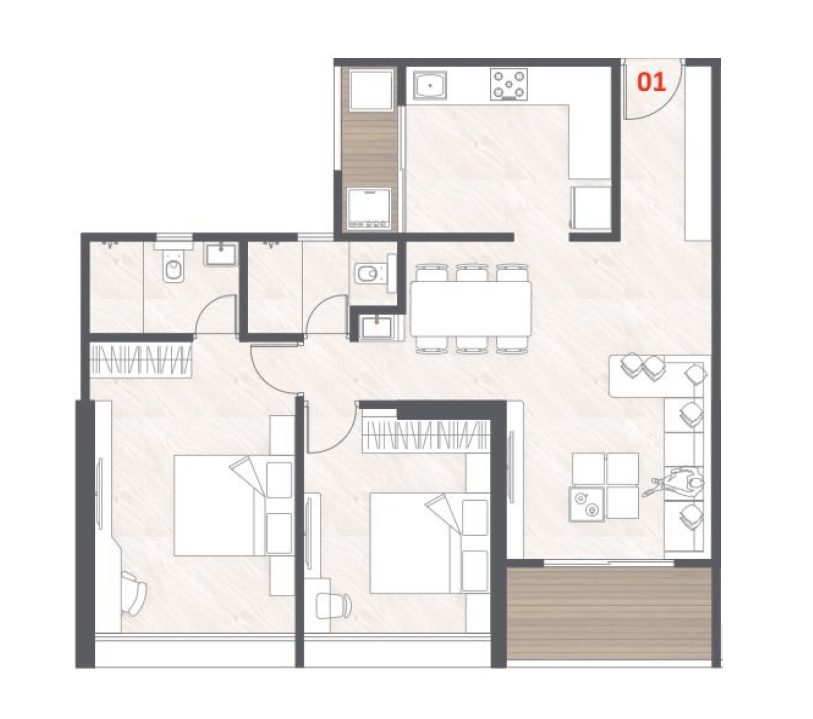 Unique Uni 89 Unit plan - 902 sq.ft.