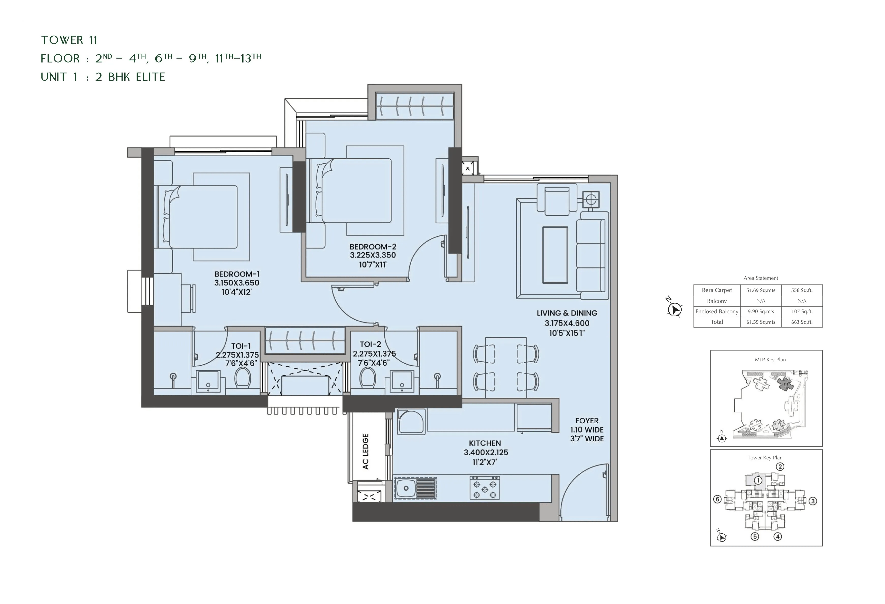 Unit plan - 663 sq.ft.