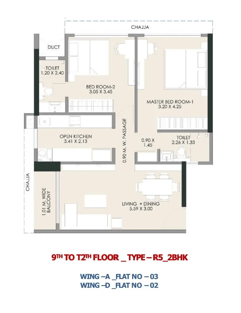 JP Matunga Origins Unit plan - 611 sq.ft.