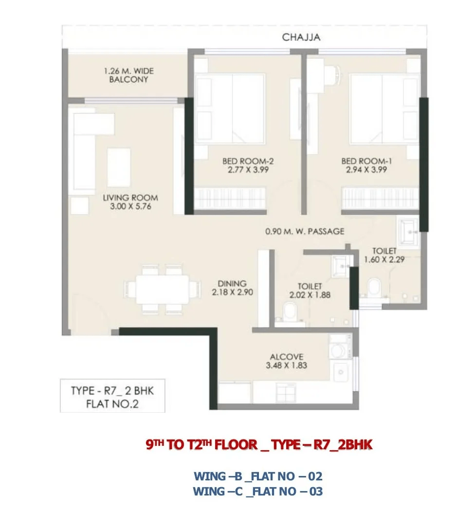 JP Matunga Origins Unit plan - 623 sq.ft.