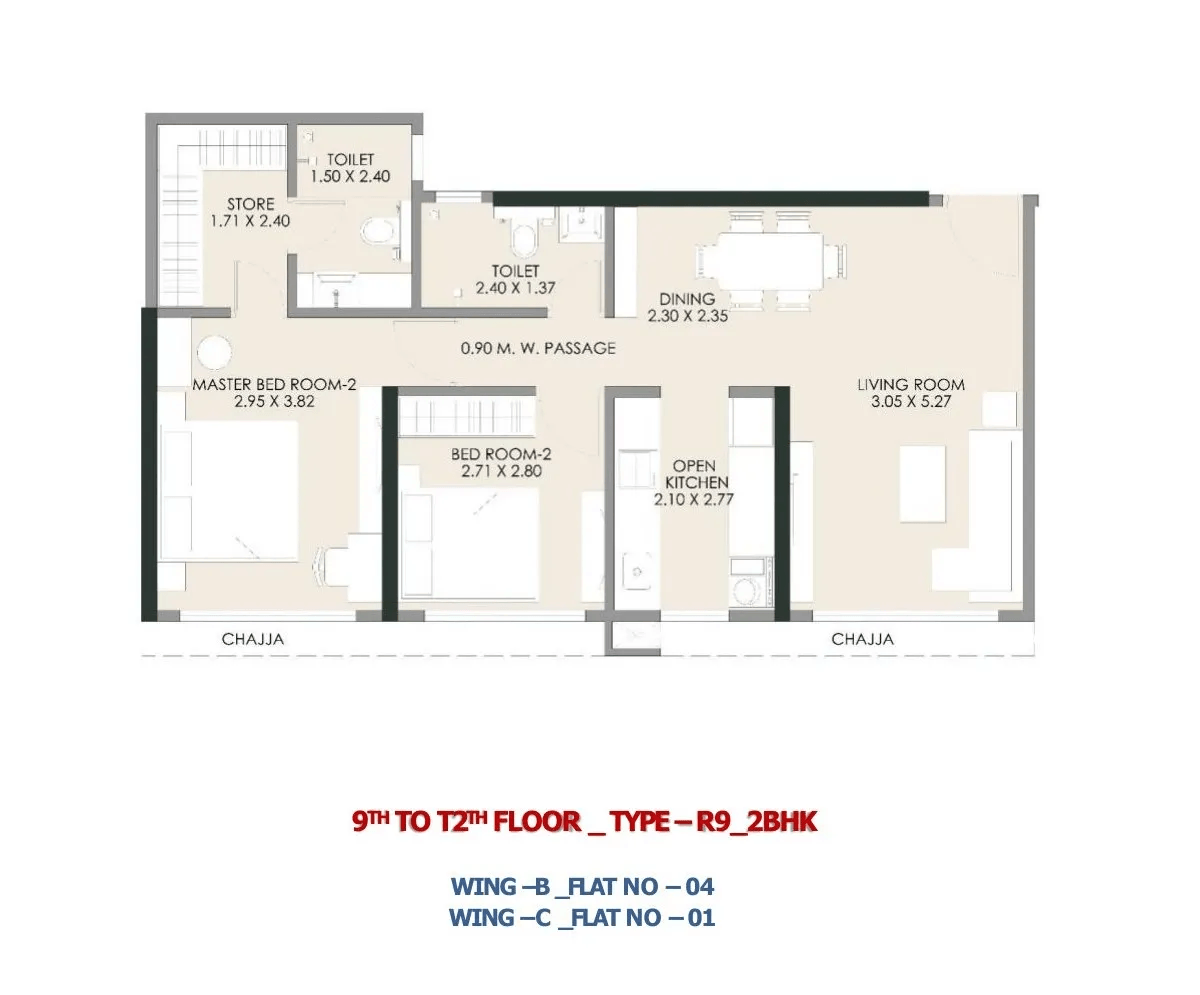 JP Matunga Origins Unit plan - 684 sq.ft.