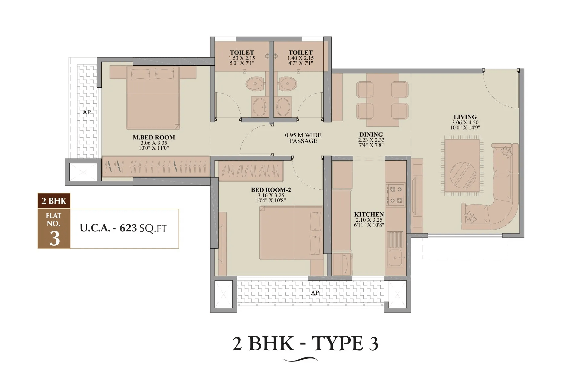 Unit plan - 623 sq.ft.