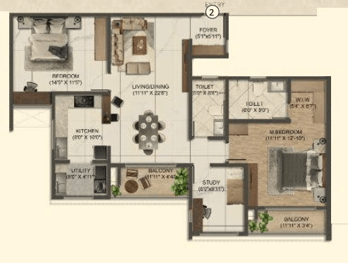 Unit plan - 1159 sq.ft.