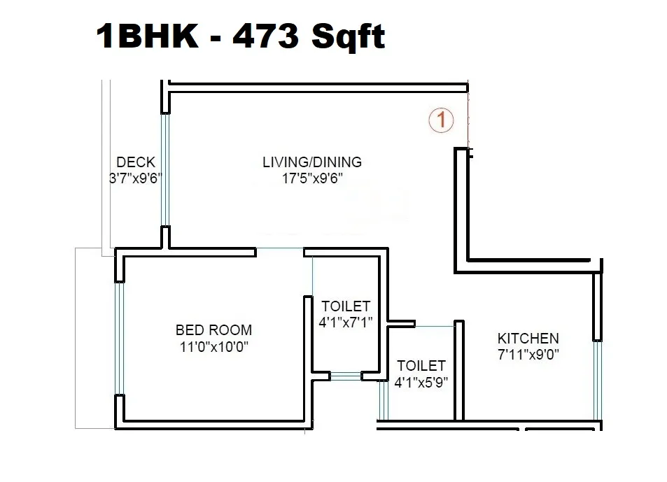 DGS Sheetal Shashank Unit plan - 473 sq.ft.