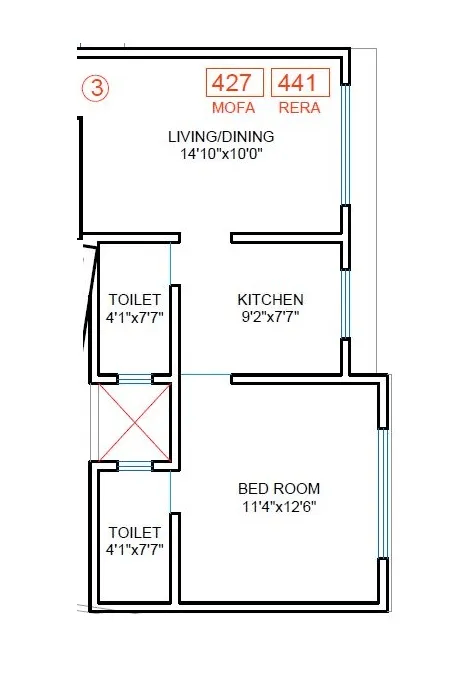 DGS Sheetal Shashank Unit plan - 441 sq.ft.