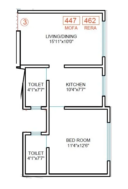 DGS Sheetal Shashank Unit plan - 462 sq.ft.