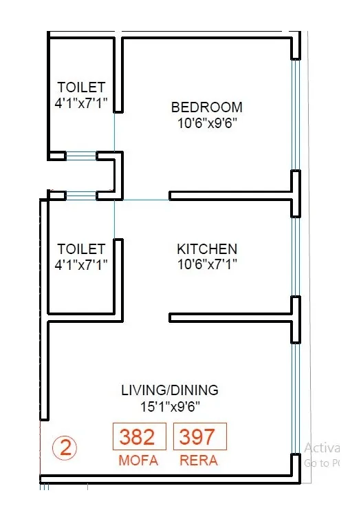 DGS Sheetal Shashank Unit plan - 397 sq.ft.