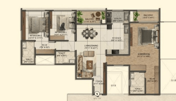 Sumadhura Solace Unit plan - 1424 sq.ft.