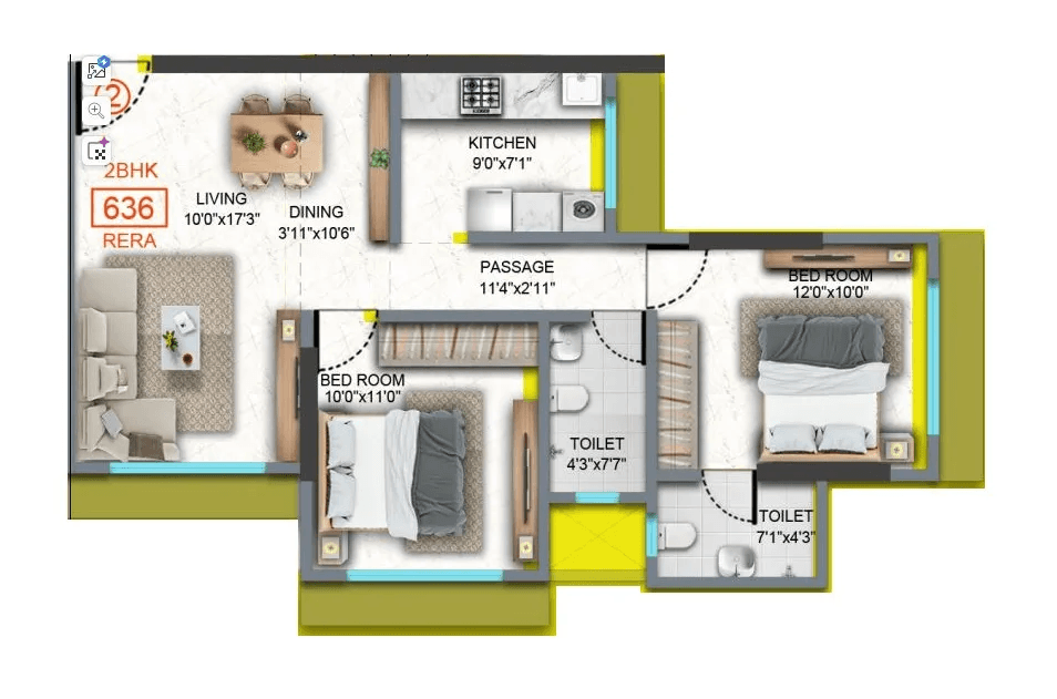 Rishabraj Astral Unit plan - 636 sq.ft.