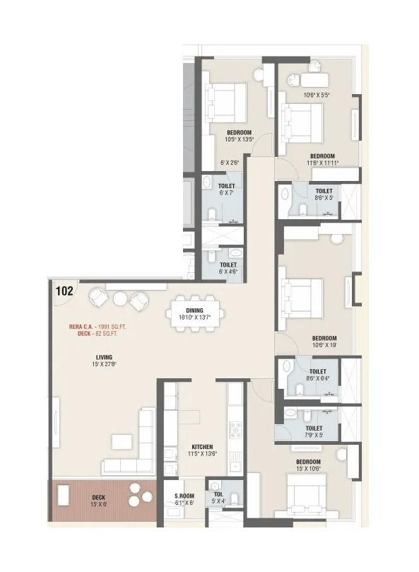 Unit plan - 2073 sq.ft.