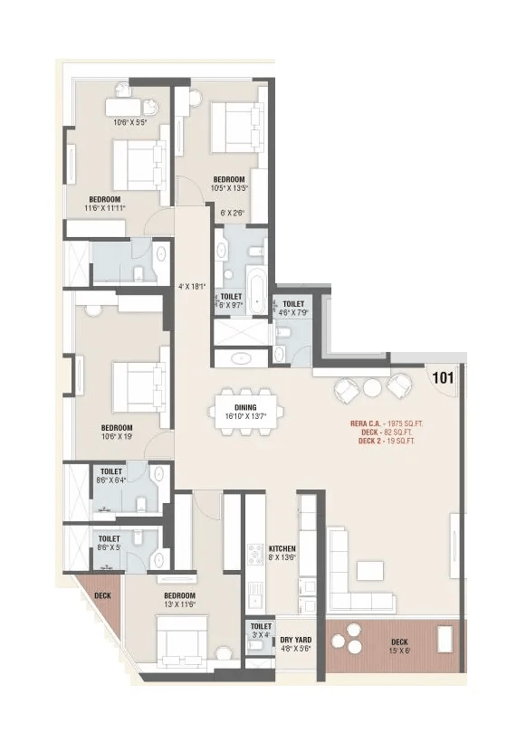 Hariko Brahma Unit plan - 2076 sq.ft.