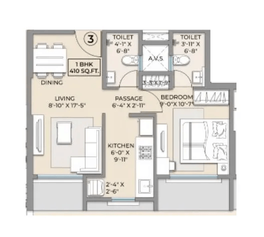 Unit plan - 410 sq.ft.