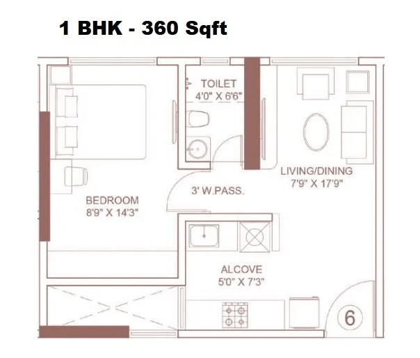 Platinum Classic Unit plan - 360 sq.ft.