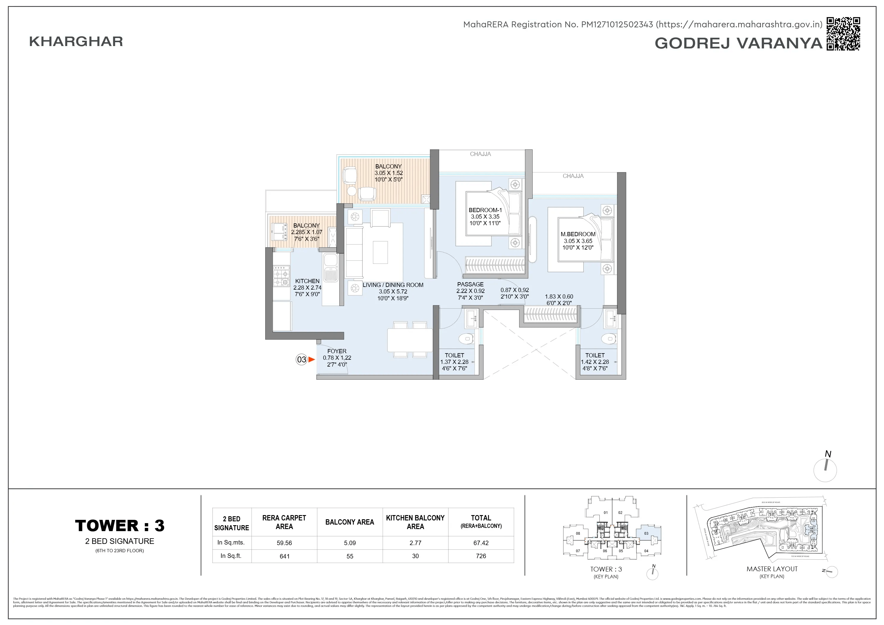 Godrej Kharghar Unit plan - 725 sq.ft.